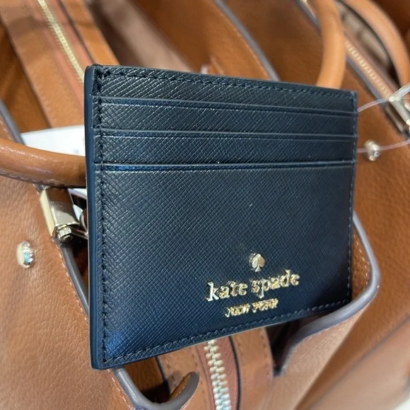 Kate Spade Madison Saffiano Leather Small Slim Card Holder
COLOR: Black 
NWT - Picture 8 of 16
